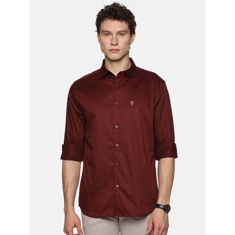 MELVIN JONES Maroon Luxurious Maroon Casual Shirt (XS)