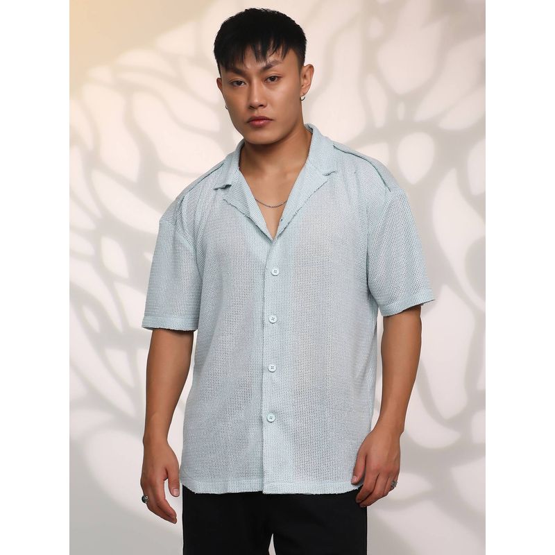 Campus Sutra Men's Blue Collar Oversized Casual Shirt (S)
