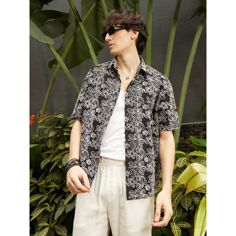 CAHOOT Men's Midnight Black Oversized Casual Shirt (S)