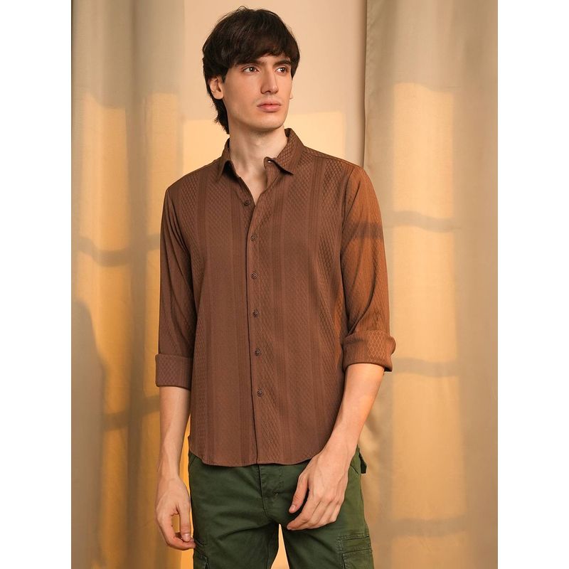 Campus Sutra Men's Brown Casual Shirt (M)