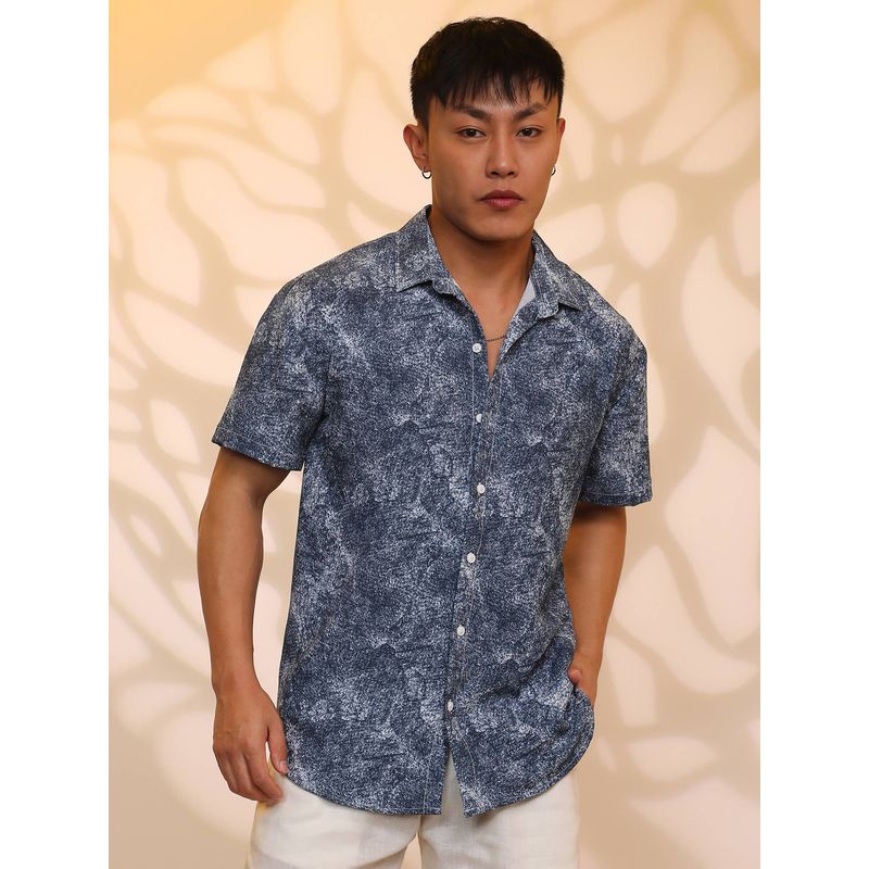 CAHOOT Men's Blue Spread Collar Casual Shirt (S)