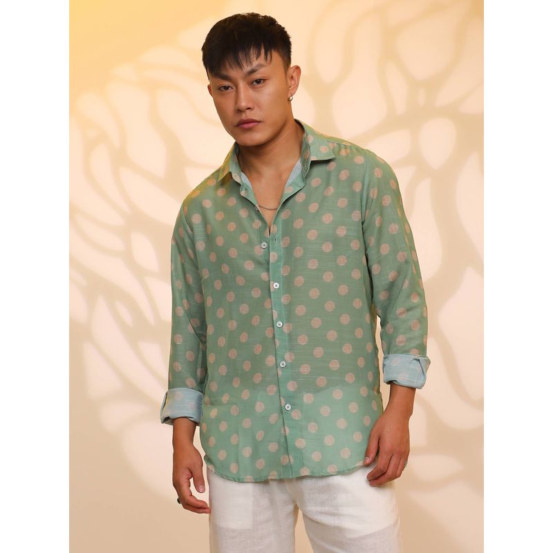 Campus Sutra Men's Polka Dots Spread Collar Casual Shirt (XL)