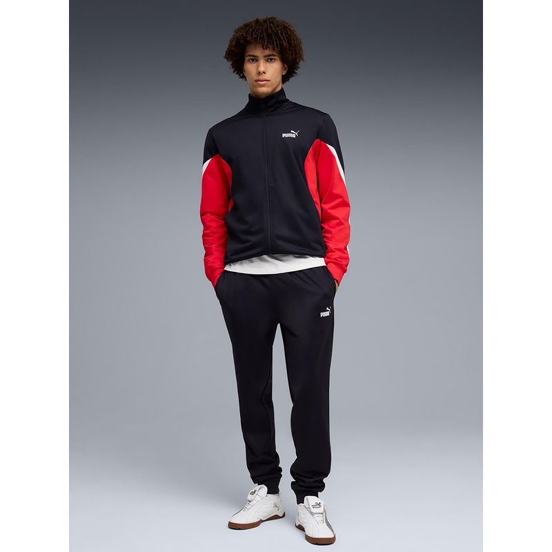 Puma Navy Blue Colorblock Regular Jacket and Joggers (S)
