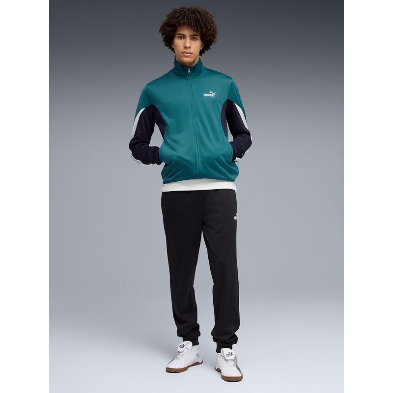Puma Green Colorblock Regular Jacket and Joggers (M)