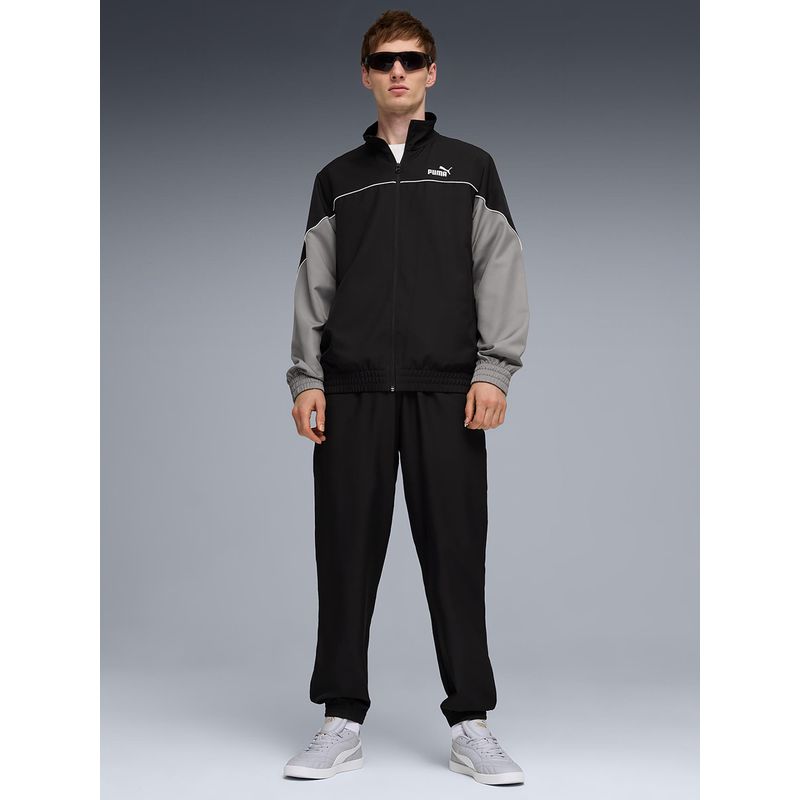Puma Black Colorblock Regular Jacket and Joggers (L)