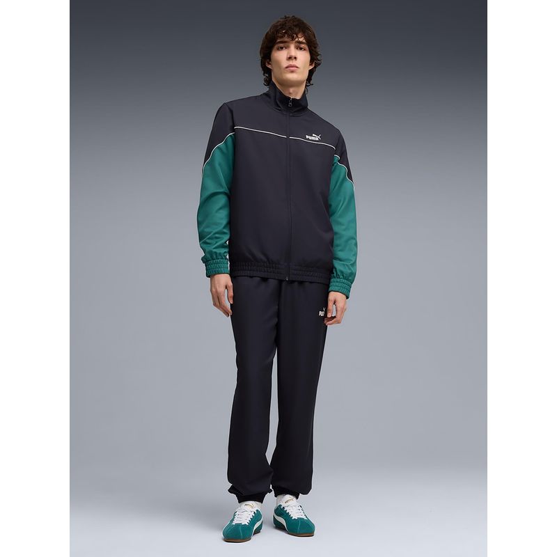Puma Navy Blue Colorblock Regular Jacket and Joggers (XS)