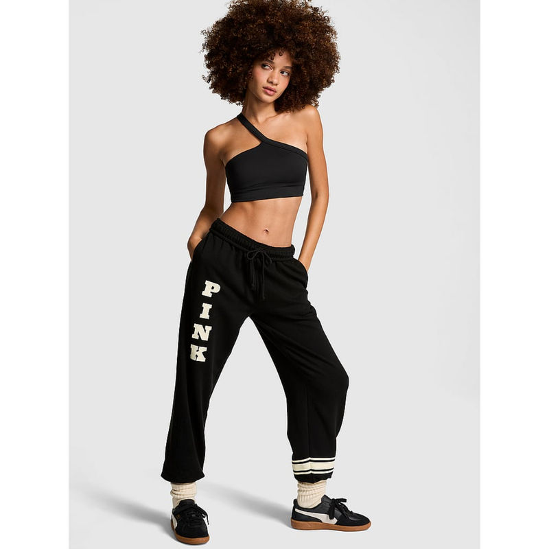 Victoria's Secret PINK Ivy Fleece Campus Sweatpants - Black (XL)