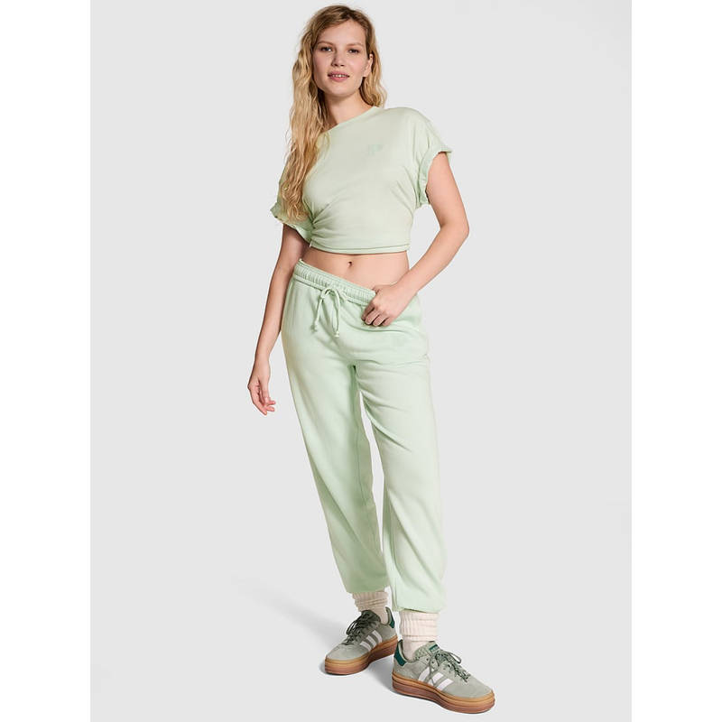 Victoria's Secret PINK Ivy Fleece Campus Sweatpants - Green (XL)