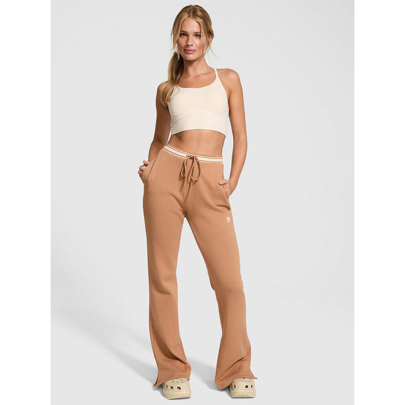 Victoria's Secret PINK Ivy Fleece Split-Hem Flare Sweatpants - Brown (2XL)