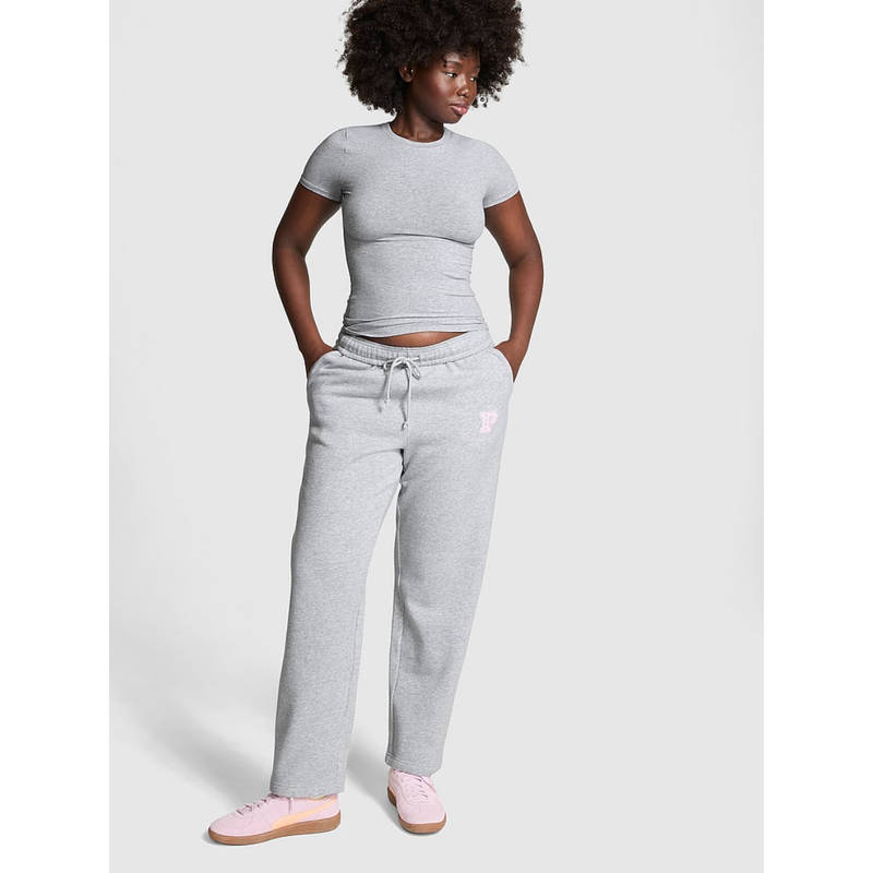 Victoria's Secret PINK Ivy Fleece Straight-Leg Sweatpants - Grey (2XL)