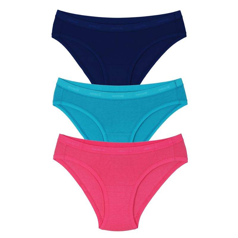 Amante Three Piece Bikini Panty Pack Pink Aqua Navy Buy Amante Three
