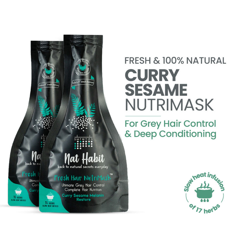 Nat Habit Curry Sesame Hair Mask with Methi, Shea Butter and Protein for Ultimate Grey Hair Control