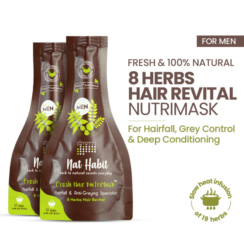 Nat Habit Mens Hair Mask with Neem, Rosemary, Peanut Protein for Hair Fall Control & Hair Darkening