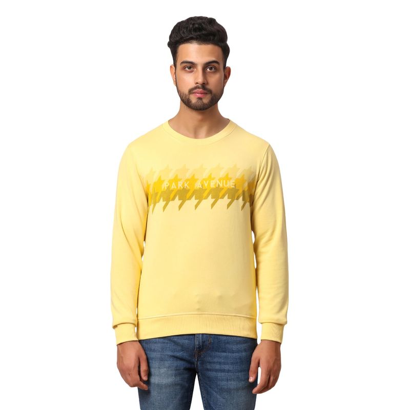 Buy Park Avenue Printed Medium Yellow Sweatshirt Online