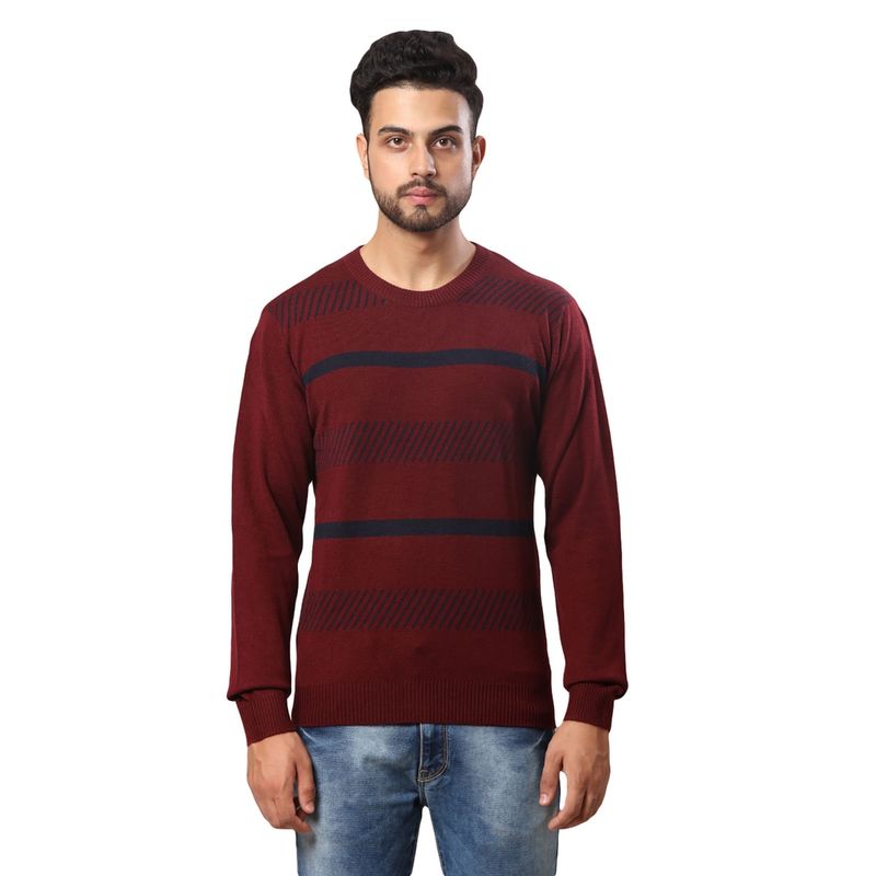 Raymond Stripes Dark Maroon Sweater (39)