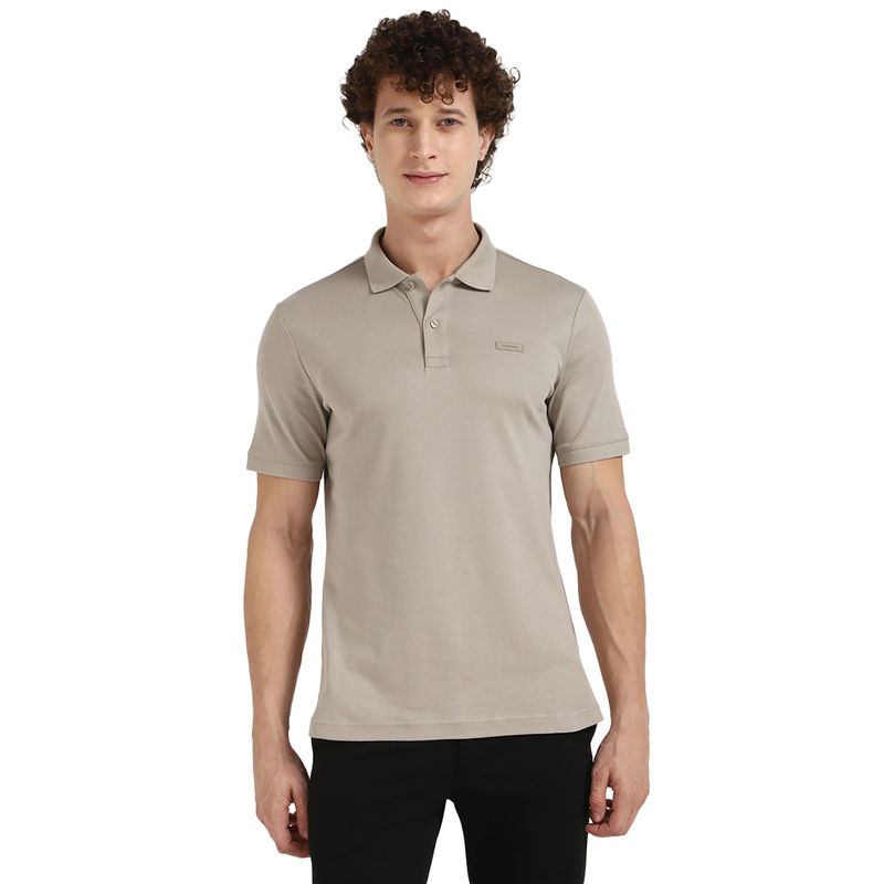 Calvin Klein Khaki Solid Slim Fit Polo T-Shirt (S)