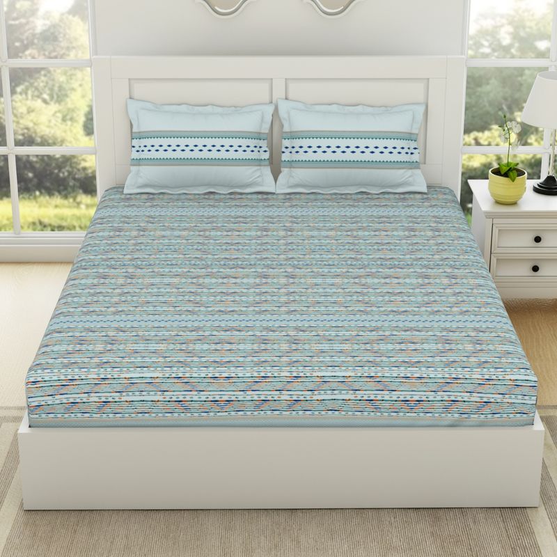 SPACES Gypsy 100% Double Bedsheet with 2 Pillow Covers (Set of 3)