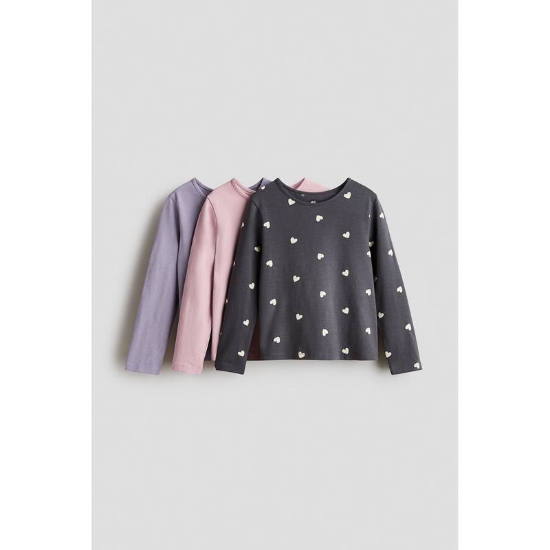 H&M Girls Multi-Color 3-Pack Cotton Tops (1.5-2 Years)