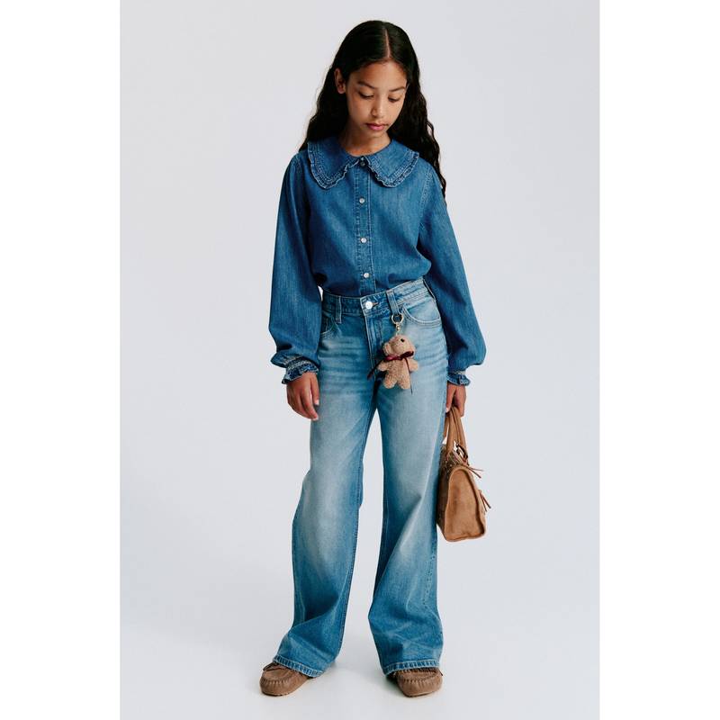 H&M Girls Blue Collared Denim Blouse (8-9 Years)