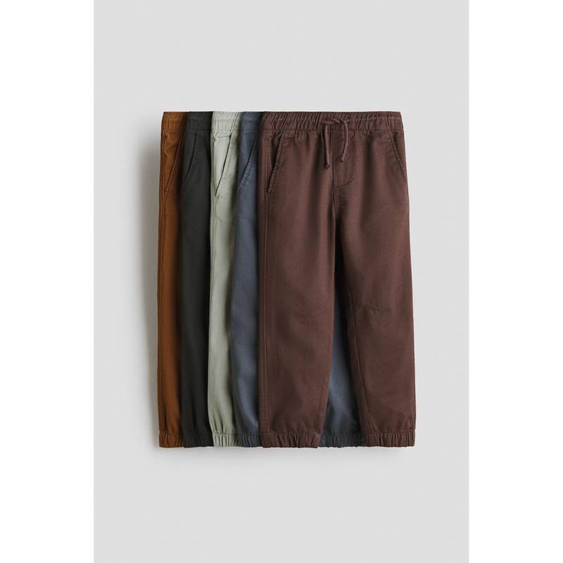 H&M Boys Multi-Color 5-Pack Twill Joggers (1.5-2 Years)