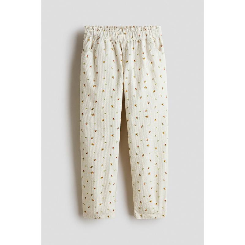 H&M Girls Off White Cotton Corduroy Trousers (3-4 Years)