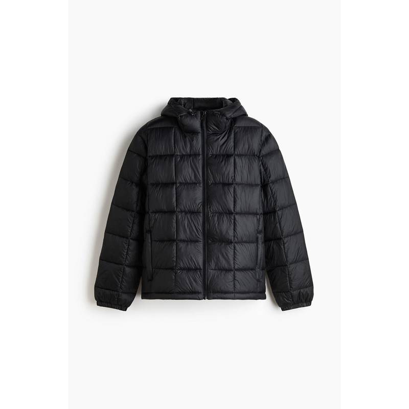H&M Men Black Lightweight Puffer Jacket - Image 1