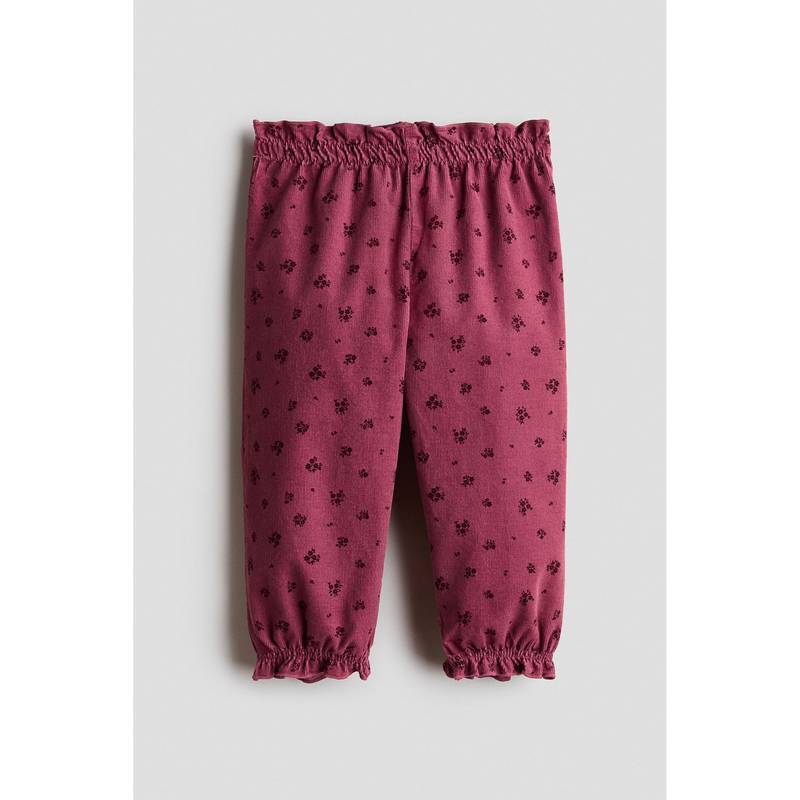 H&M Girls Pink Patterned Corduroy Trousers (6-9 Months)