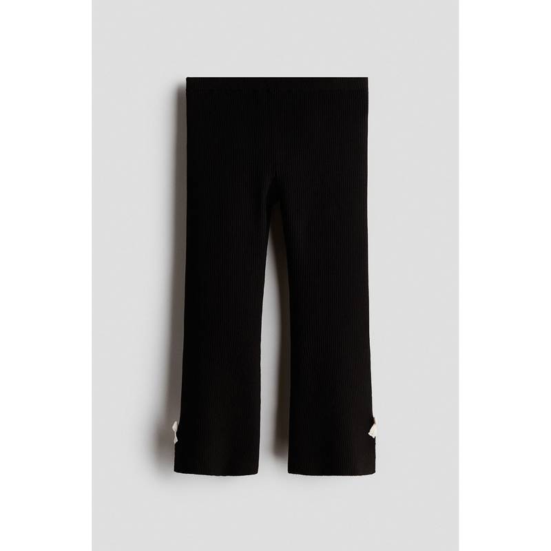 H&M Girls Black Flared Rib-Knit Leggings (1.5-2 Years)