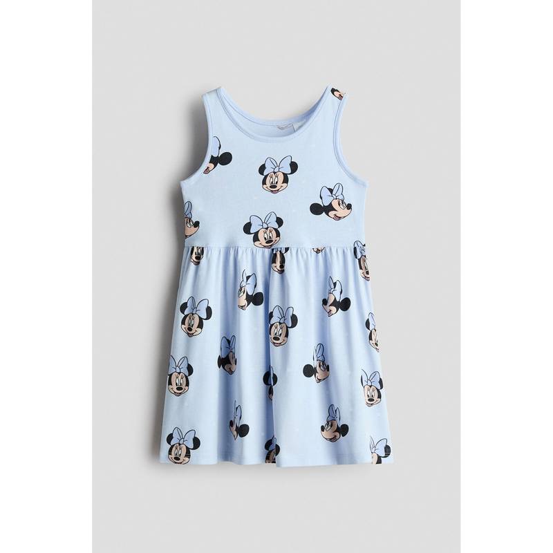 H&M Girls Blue Printed Cotton Dress (1.5-2 Years)