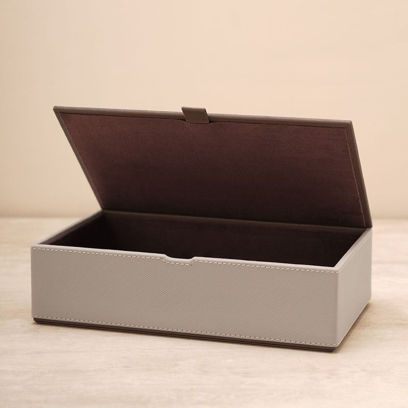 Pure Home + Living Beige Faux Leather Box with Lid (L)