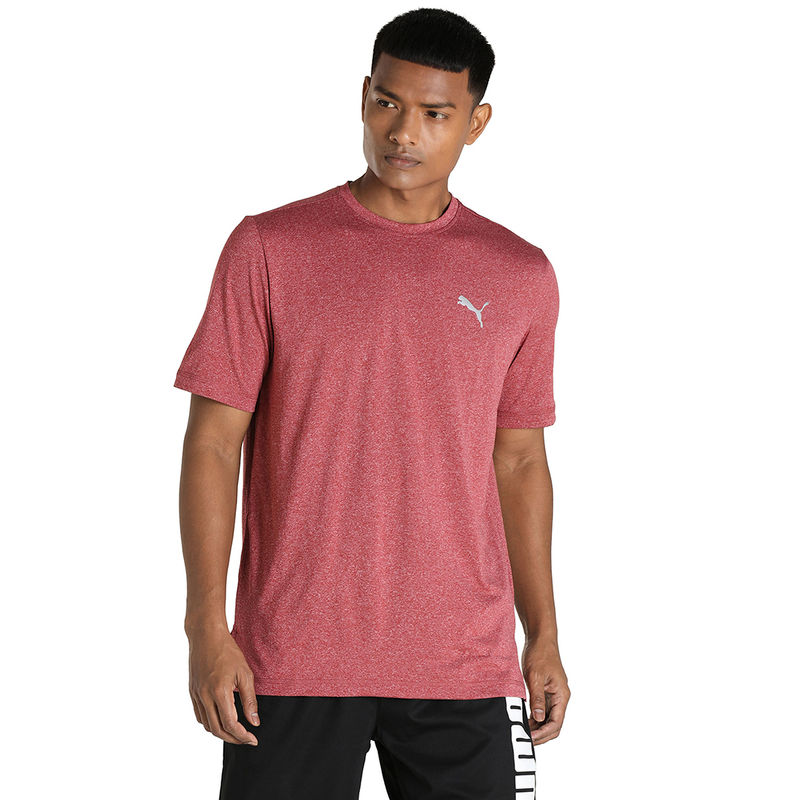 Puma RUN FAVORITE HEATHER Mens Red T-Shirt (XS)
