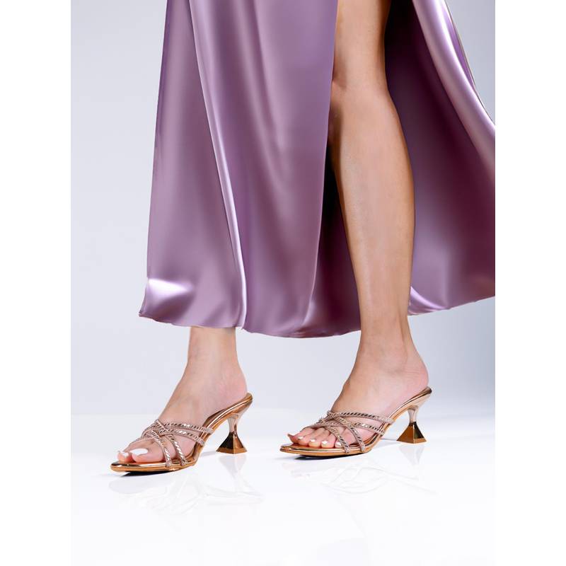 Monrow Solena Rose Gold Sandals Heels (EURO 37)