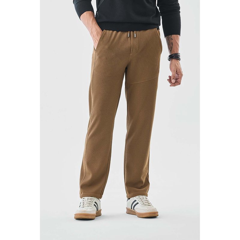Snitch Mens Brown Polyester Blend Textured Trackpant (32)