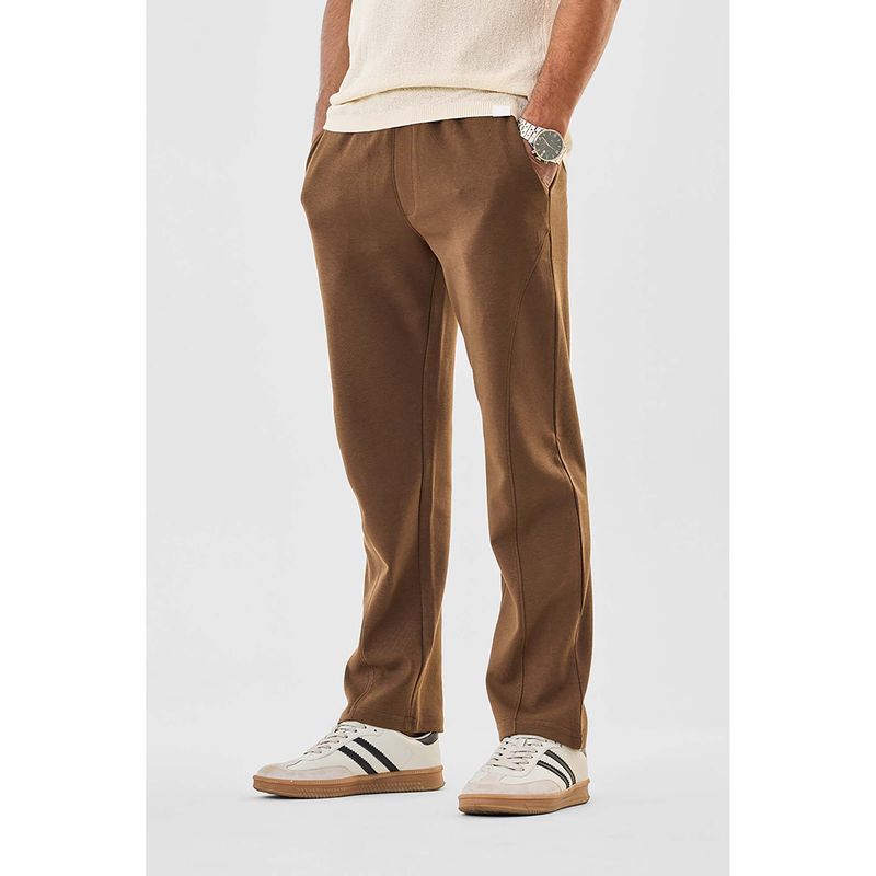 Snitch Mens Brown Cotton Blend Solid Trackpant (32)
