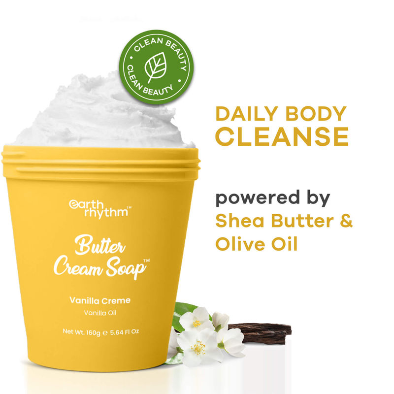 Earth Rhythm Butter Cream Shower Mousse Soap - Vanilla Creme, Vanilla Oil, Rejuvenates, Balances pH