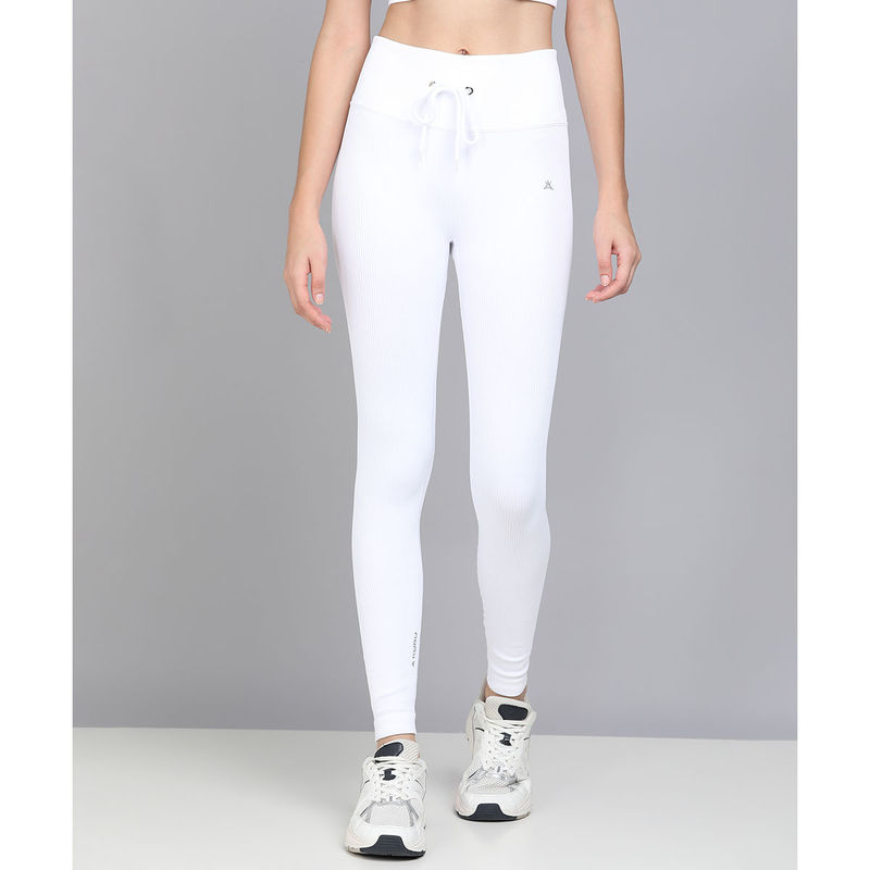 Kobo White Ankle Length Sports Leggings (S)