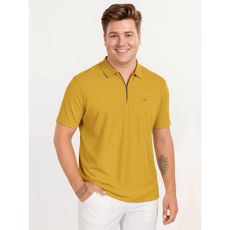 Mustard Regular Fit Men's Polo T-Shirt by Being Human Clothing