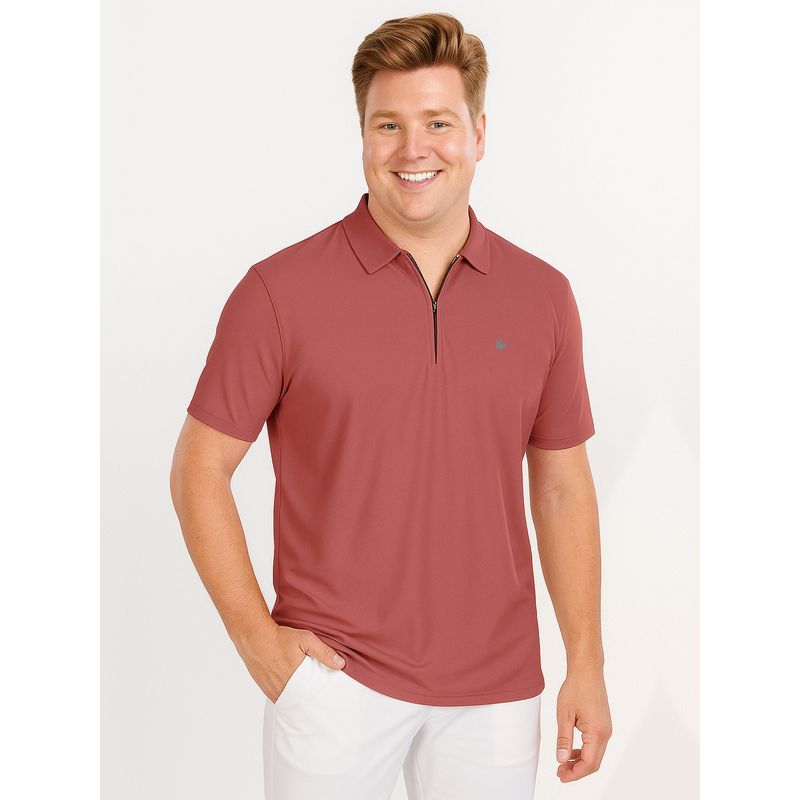 BULLMER Men Red Polyester Solid Regular Fit Polo T-Shirt (2XL)
