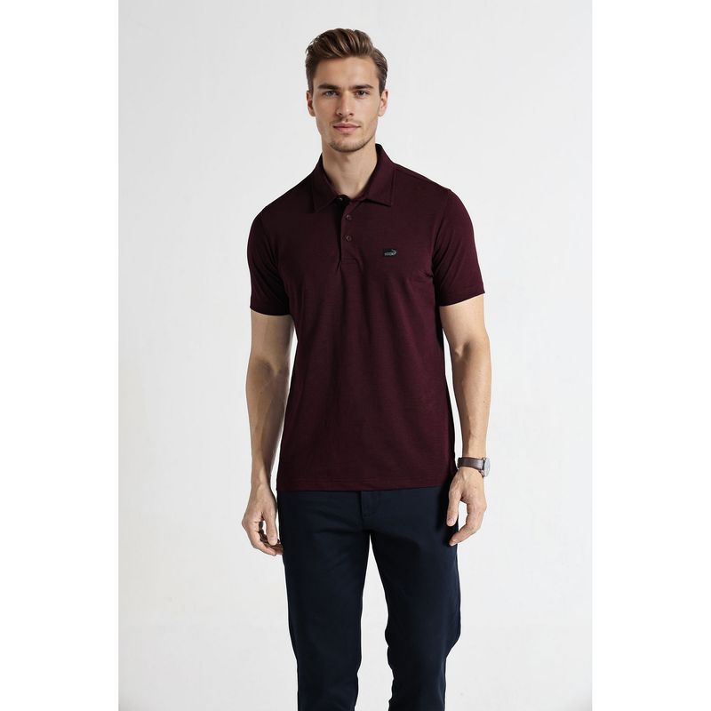 Crocodile Men Brown Cotton Solid Comfortable Fit Polo T-Shirt (S)