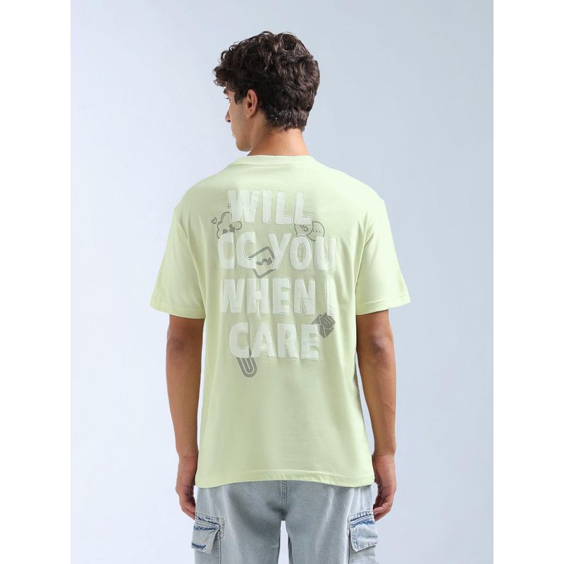 Flying Machine Men Green Typography Printed Relaxed Fit T-shirt (L)