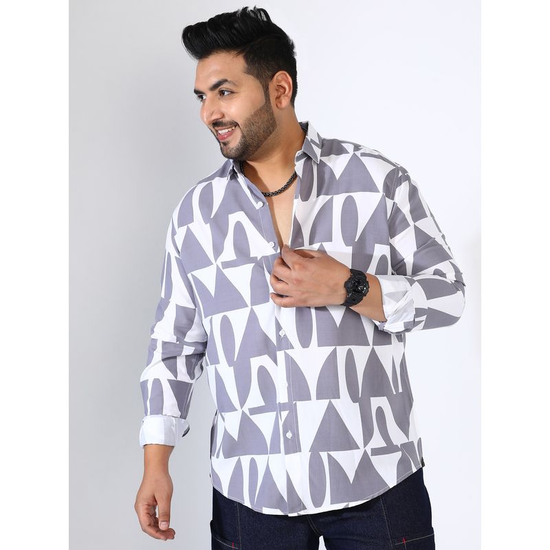 Instafab Plus Abstract Block Casual Shirt - Grey (3XL)