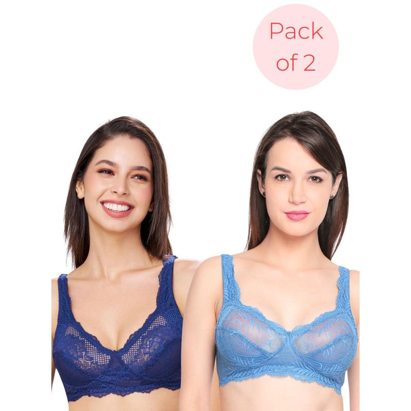 bodyline Romance Double Layered Non Wired Medium Coverage Lace Bra (Pack of 2) (32C)
