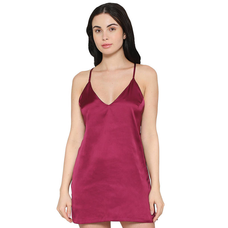 Wacoal Womens Shiny Finish Strappy Bridal Wear Satin Camisole-Burgandy (L)