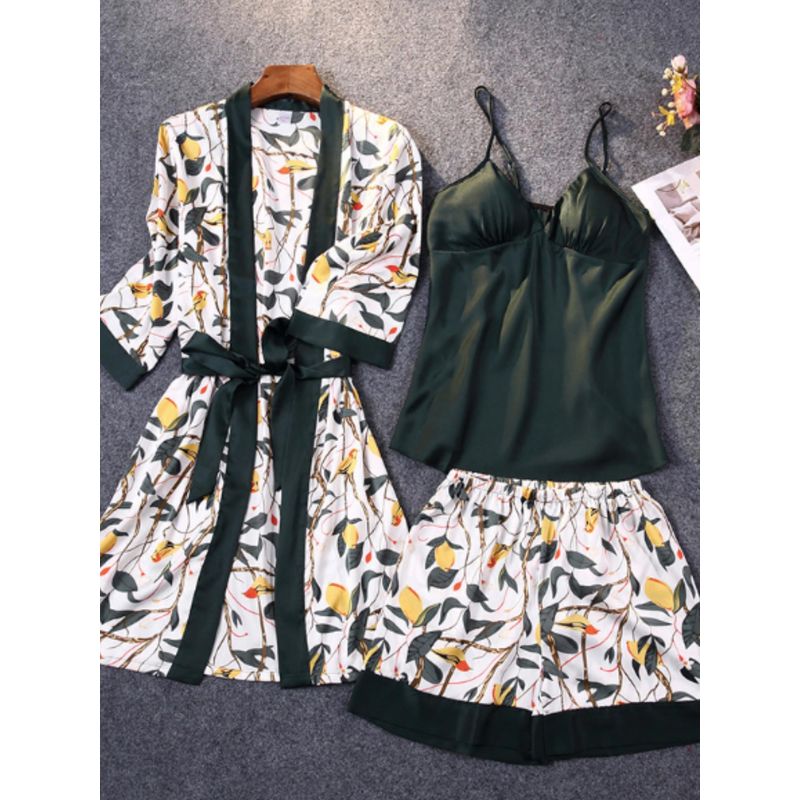 WomanLikeU Green 3-Piece Nightsuit (XL)