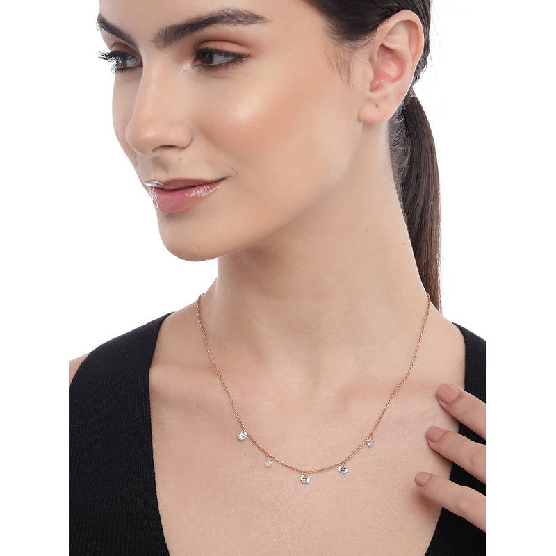 Buy Carlton London 18Kt Rose Gold Plated with Cz Necklace Online