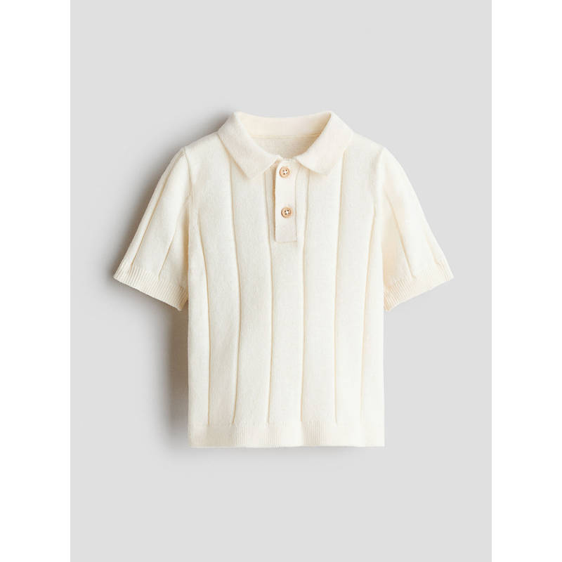 H&M Boys White Knitted Polo T-Shirt (4-6 Months)