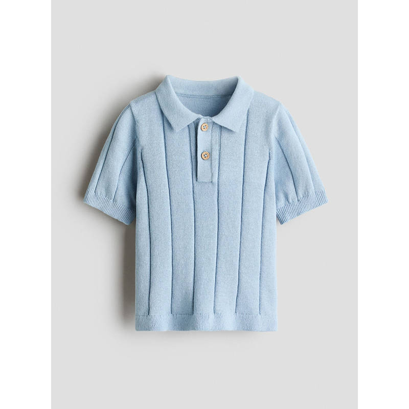 H&M Boys Blue Knitted Polo T-Shirt (6-9 Months)