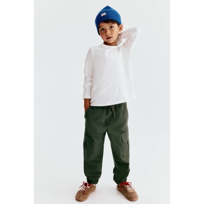 H&M Boys Green Cotton Cargo Joggers (1.5-2 Years)
