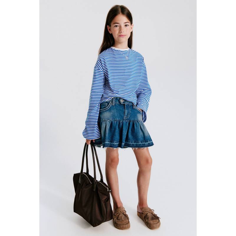 H&M Girls Blue Flared Denim Skirt (9-10 Years)