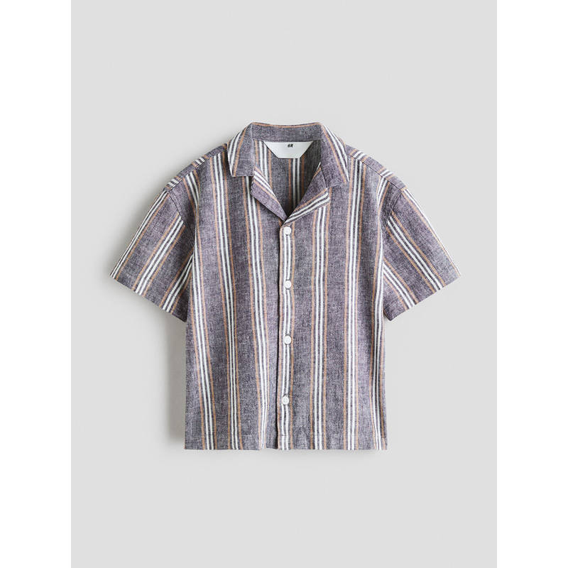 H&M Boys Purple Linen-Blend Resort Shirt (1.5-2 Years)